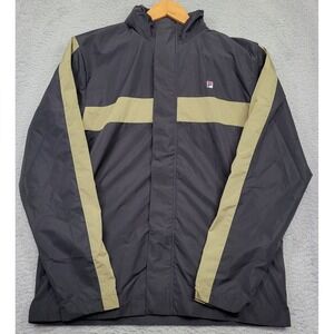 Fila Men's S Windbreaker Hooded Lightweight Raincoat Jacket Black